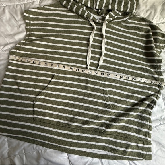 Cleo Olive and White Striped Hoodie - Picture 6 of 7